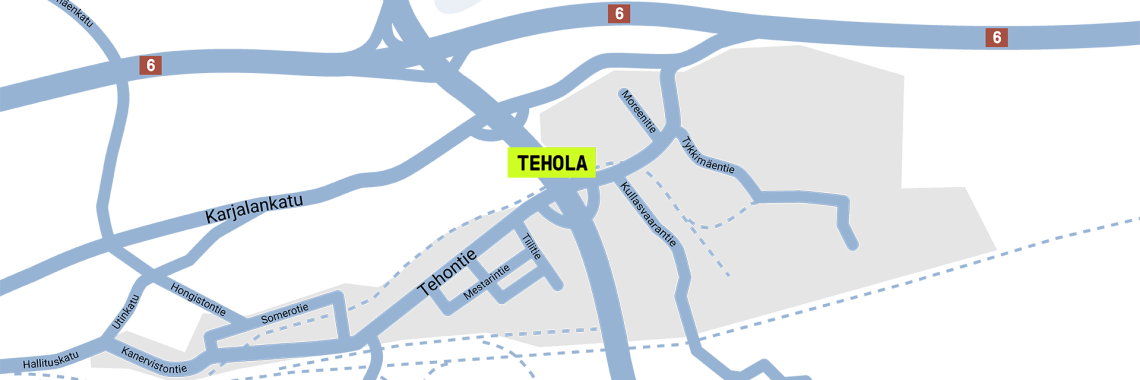 Karttakuva Teholan alueesta.