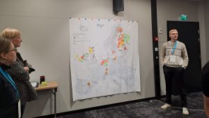 Kartta eurooppalaisista kosteikkoviljelyn erikoiskasvien tuottajista ja jalostajista.